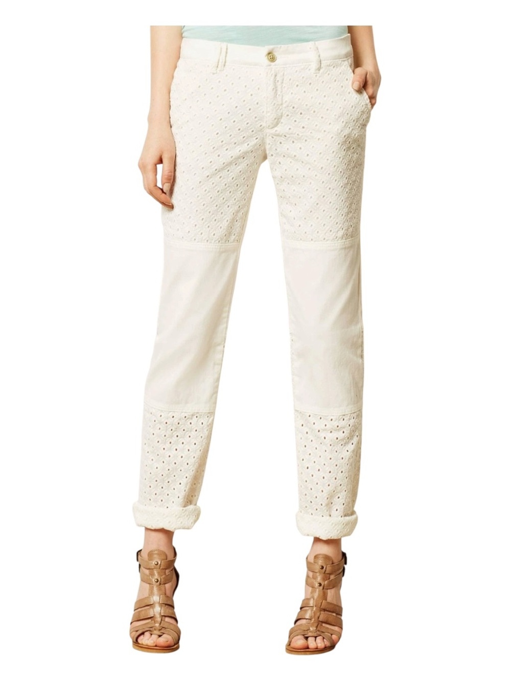 PILCRO HYPHEN White Eyelet Chinos
